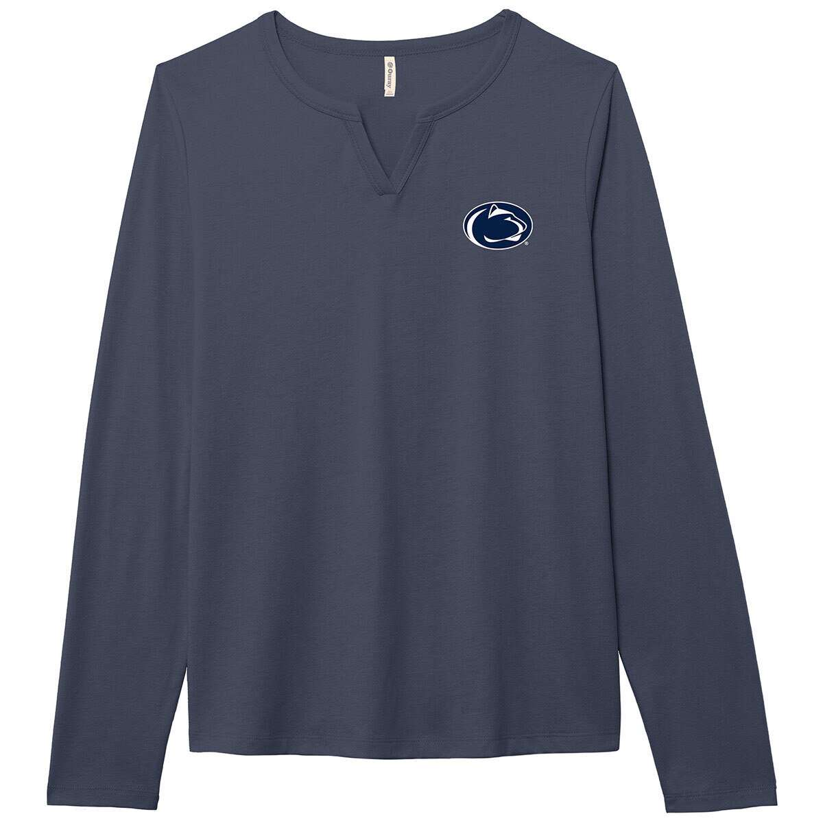 women's navy heather long sleeve t-shirt notch v-neck Penn State Athletic Logo